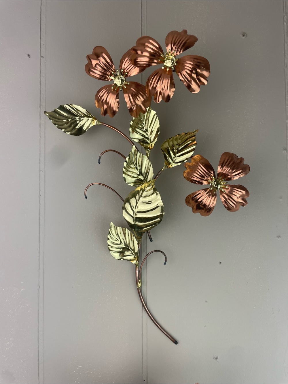 Vintage Homco Brass and Copper Metal Floral Mid Century Wall Art Pieces (2) - Picture 4 of 7